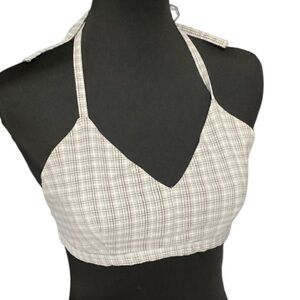 Zinc plaid super flirty tie up crop top. Size OS